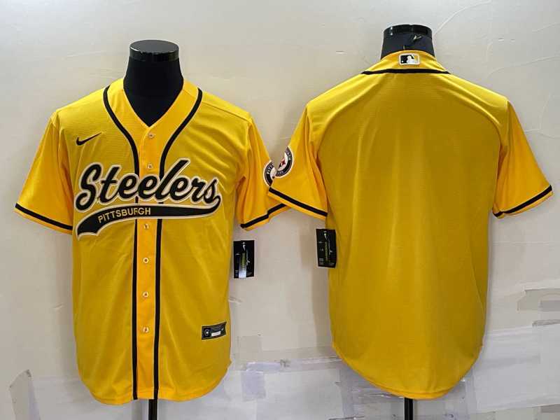Men's Pittsburgh Steelers Blank Yellow With Patch Cool Base Stitched Baseball Jersey,We sell and wholesale Men's Pittsburgh Steelers Blank Yellow With Patch Cool Base Stitched Baseball Jersey on line form chian!